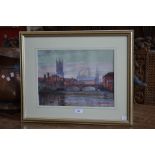 Michael Crawley Exeter Bridge, Derby signed, titled to verso, watercolour,