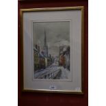 Michael Crawley Winter, Bridge Gate, Derby signed, titled to verso, watercolour,