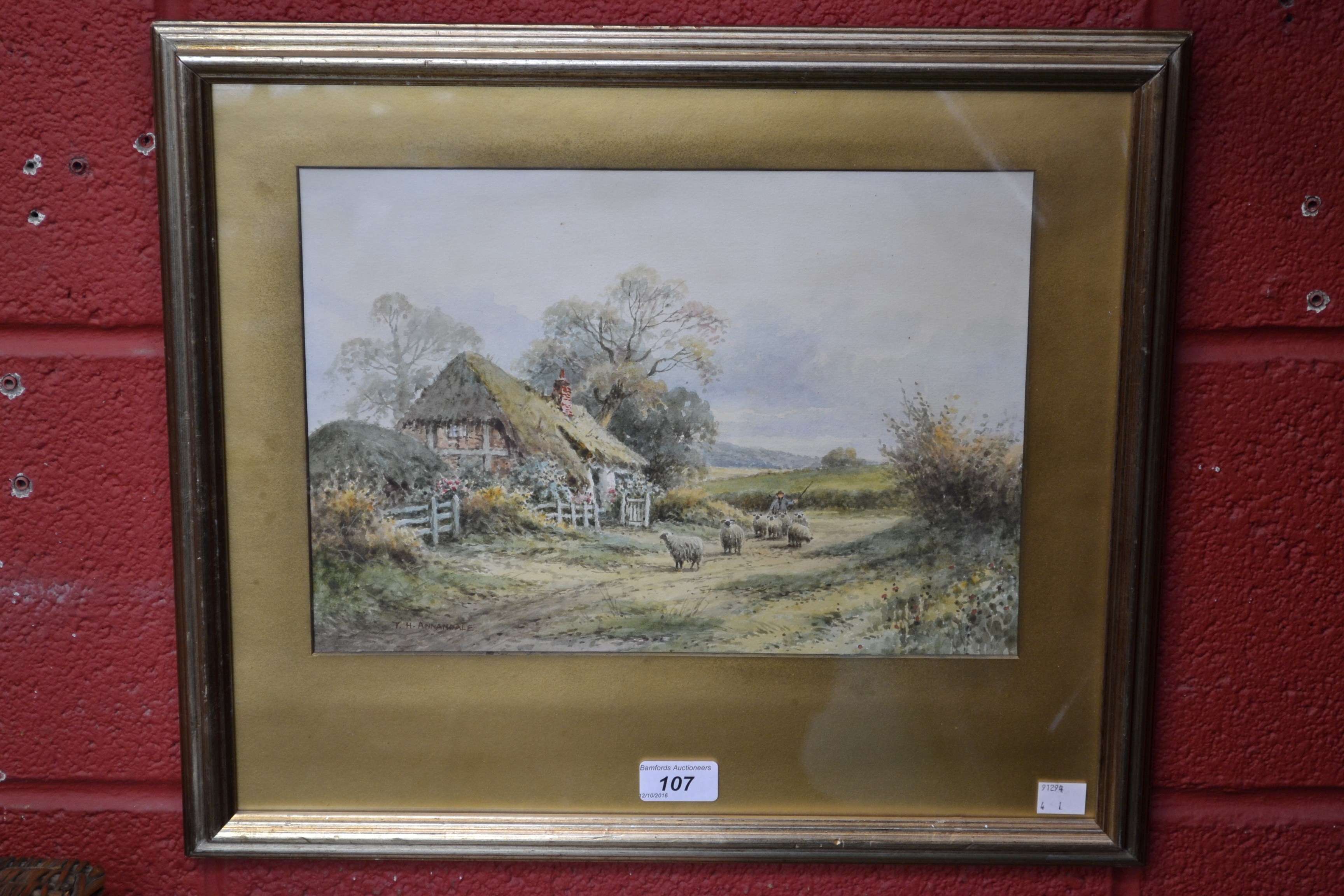 T H Annandale (late 19th century) Driving the Flock to Pasture signed, watercolour,