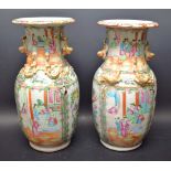 A pair of Cantonese ovoid vases,