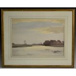 Edwin Harris Dawn Over the River signed, watercolour,