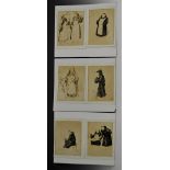 English School (early 20th century) A set of six, Comical Monks watercolours, 17.5cm x 14cm to 17.