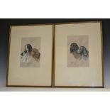 A Nield A pair, Gun Dogs signed, pastel, 28cm x 18.