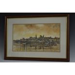 Anton Lake Panorama of Old Warsaw from Caneletta signed, dated 96, watercolour and wash, 25.