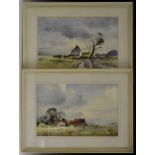 Dennis Pannett (20th century) A pair, Farm Buildings Near Halesworth and After Rain signed,