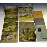 A collection of artist's sketchbooks, various pencil and ink drawings, architecture, landscapes,