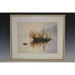 Claude Murrell (contemporary) FBDS, FRSA Sunrise Hong Kong signed, watercolour, label verso,