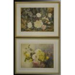 Cuthbert Gresley Old English Roses signed, watercolour, 25cm x 34cm, framed; another, C Churchill,