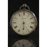 An American A M Watch Co Waltham silver open face pocket watch, retailed Fattorini & Son, Bradford,