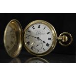 A Thomas Russell & Sons, Elgin gold plated hunter cased pocket watch, white dial,