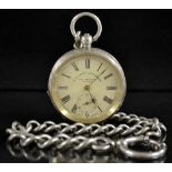 A 19th century continental silver The Greenwich Lever open face pocket watch, retailed W E Watts,