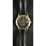 Omega - a vintage Seamaster automatic wrist watch, black dial, baton markers, minute track,