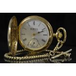 A Bernex 9ct gold full hunter pocket watch, white dial, roman numerals, minute track,