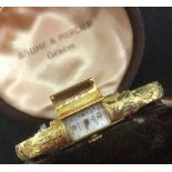 Baume & Mercier - an Art Deco lady's 18ct gold bracelet watch, rectangular dial,