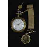 A George II pair cased gilt metal mourning pocket watch, Peter Bacot, London, white enamelled dial,