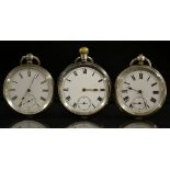 A Continental fine silver open face pocket watch, white dial, bold Roman numerals, minute track,