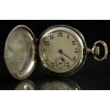 An early 20th century continental 900 silver and rose gold niello full hunter pocket watch,