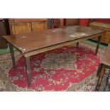 A 20th century oak farm house kitchen table, 250cm long, 100cm wide,