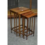 A mahogany quartetto of tables, rectangular tops, turned legs, circa 1900.