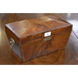 A Regency rosewood crossbanded mahogany sarcophagus tea caddy,