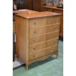 A walnut five drawer chest of drawers, c.