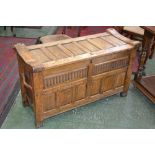 A Monastic oak rug chest,