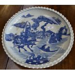 A large Chinese blue and white plate