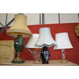 Lighting - a late 20th century table lamp, oriental lady; others, glass,