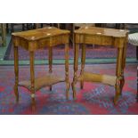 A pair of French inlaid side tables