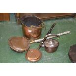 A 19th century copper kettle; a 19th century copper coal scuttle;