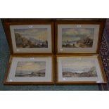 English Naive School (19th century) A set of four, Northumberland Coastal Scenes,