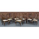 Eight oak Queen Anne style chairs,