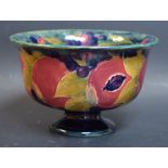 A Moorcroft Pomegranate pattern flared cylindrical pedestal bowl,