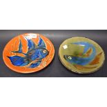 An Art Pottery fish dish, signed; another,