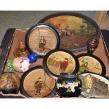 A pair of Bretby circular wall plaques, Dutch boy and girl; others,