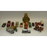 Toys - Dinky Austin Healey, Studebaker Golden Hawk 250; other play warn Dinky's; Corgi Heinkel,