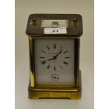 A 20th Century brass carriage clock,
