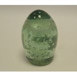 A Victorian green glass dump, with sulphur floral inclusion, c.