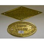 Railway Interest - a reproduction brass North British Locomotive Company,