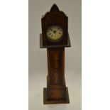 A mahogany miniature longcase clock, enamel dial,