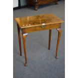 A 1940's/50's walnut side table with single drawer, cabriole legs, pad feet.