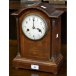 An inlaid Edwardian oak mantel clock C1910
