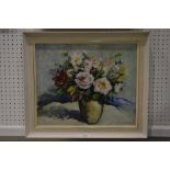 H Desgardins Fleurs de Nice signed and inscribed, oil on hardboard,