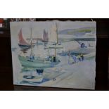H G (20th century) Harbour with Boats signed with initials, oil on canvas, 36cm x 46.