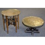 A brass topped occasional table,