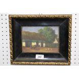 Continental School (early 20th century) Farmyard with Geese indistinctly signed, oil on panel,