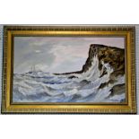 Gerhard Lubberz Seascape with Coast signed, dated 1962, oil on canvas,