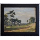 Russell White (mid-20th century) Golf Course, Wimbledon Common, London signed, oil on hardboard,