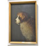 J Isaacs A St Bernard Dog signed, dated 1901, oil on panel,