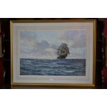 Montague Dawson, after, The Silvered Way, lithograph, signed by the artist in pencil to margin,